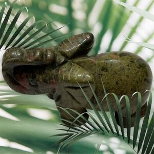Unakite Mini Elephant Trunk Up Stone Carved Animal Natural Rock Mineral Fetish